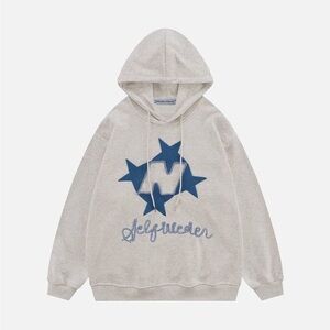 Aelfric Eden Gray Hoodie with Blue Star Pattern